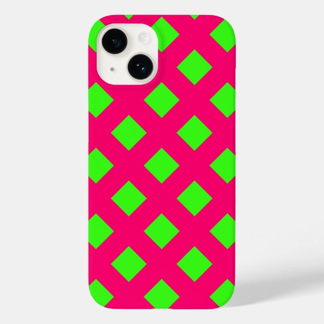Neon Grid Pop iPhone 14 Case – Customisable (Back)