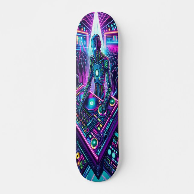 "Neon Groove: Cyber DJ  Skateboard (Front)