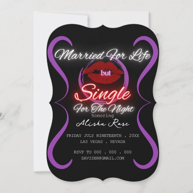 Neon Groovy Club Space Girl Bachelorette Party  Invitation (Front)