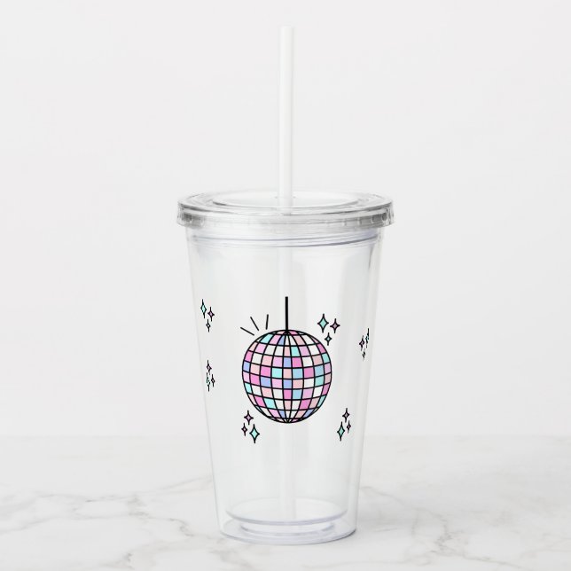 Neon Groovy Disco Ball Acrylic Tumbler (Front)
