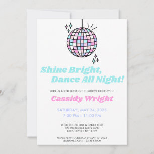 Neon Groovy Disco Birthday Invitation