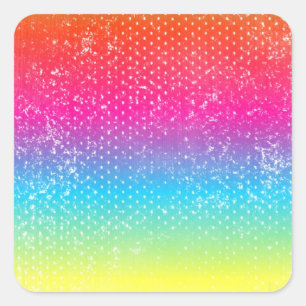 Neon grunge rainbow design square sticker