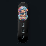 *~* Neon Hair Rainbow Troll AP89 Initial  Skateboard<br><div class="desc">(Search code AP89 for Troll items and AP88 for mediaeval theme items ) Easily Transfer to other Zazzle Products. BLACK background Skateboard. The bright and oh so happy NEON Rainbow colours just pop the TROLL images and LETTERS. Customise / Personalise your INITIALS / MONOGRAM. Whimsical Adorable Cute funny Long Hair...</div>