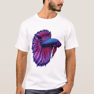 Neon Halftone Betta Fish Design T-Shirt