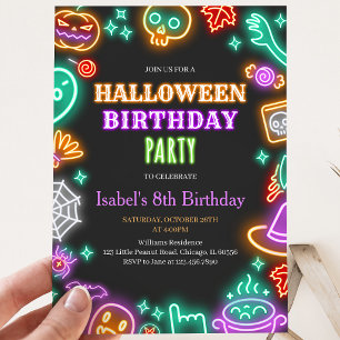 Neon Halloween Birthday Invitation