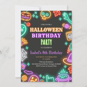 Neon Halloween Birthday Invitation