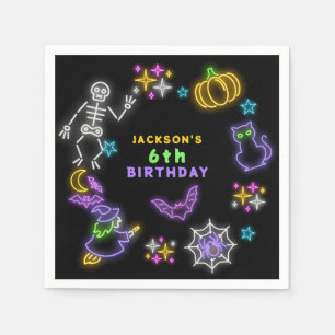 Neon Halloween Boys 6th Birthday Costume Party Napkin