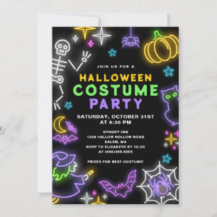 Neon Halloween Costume Party Invitation