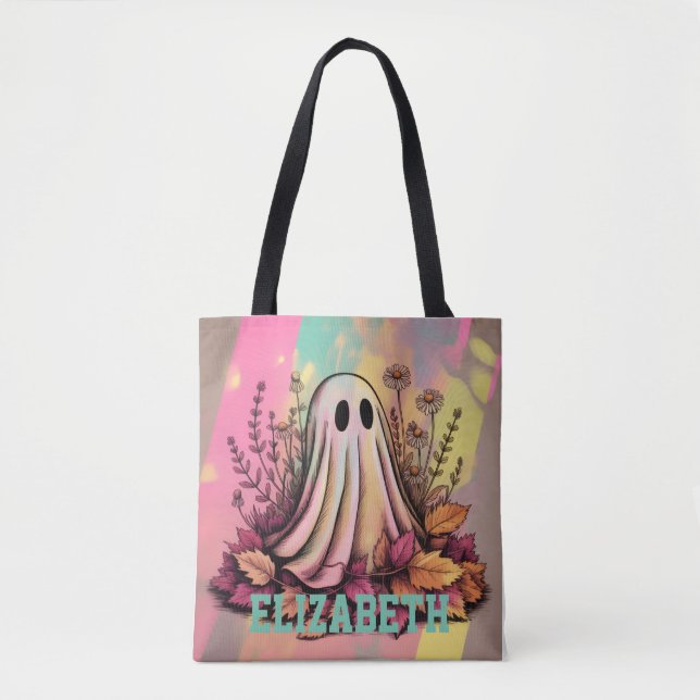 Neon Halloween Ghost, Halloween Ghost, Halloween, Tote Bag (Front)