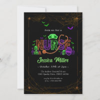 Neon Halloween Nurse Party Invitation