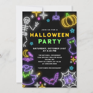 Neon Halloween Party Invitation
