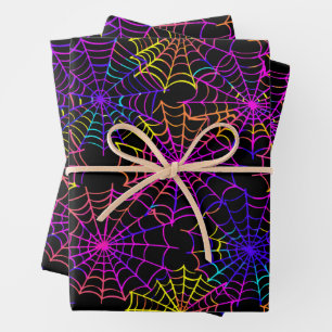 Neon Halloween Pattern Wrapping Paper Sheet