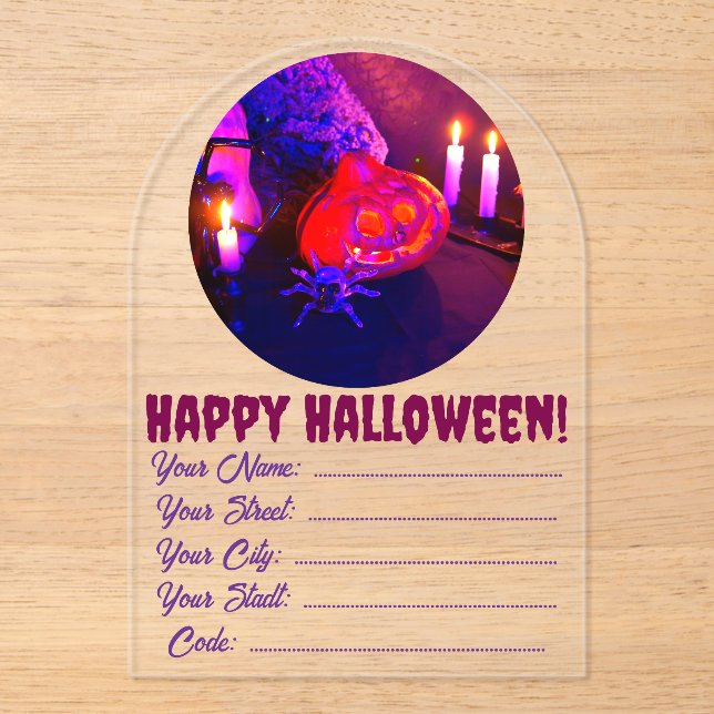Neon Halloween pumpkins Acrylic Invitations (Front)