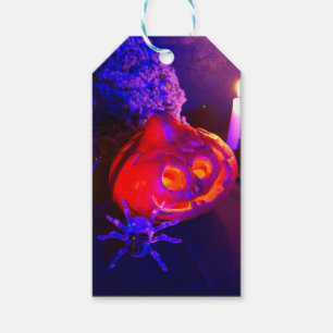 Neon Halloween pumpkins Gift Tags