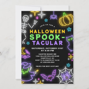 Neon Halloween Spooktacular Invitation