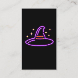 Neon Halloween Witch Hat Gift Idea Retro Magic Business Card