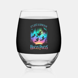 Neon Halloween Witches Png Stemless Wine Glass