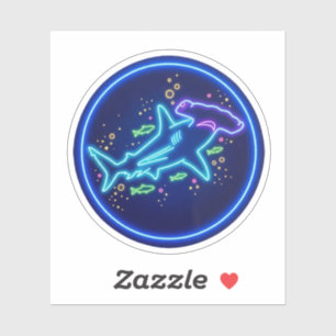 Neon Hammerhead Shark Deep Ocean Glow Art