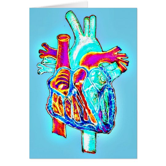 Neon Hand Drawn Anatomical Heart Card
