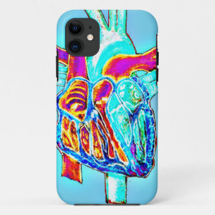 Neon Hand Drawn Anatomical Heart iPhone 11 Case