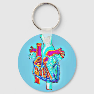 Neon Hand Drawn Anatomical Heart Key Ring