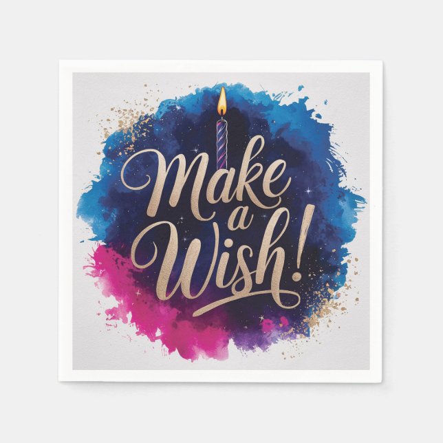 Neon Happy Birthday Design Napkin (Front)