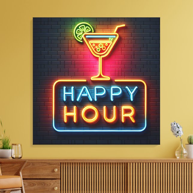 Neon Happy Hour Sign (Insitu(LivingRoom))