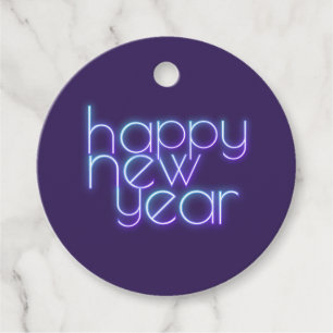 Neon Happy New Year Favour Tags