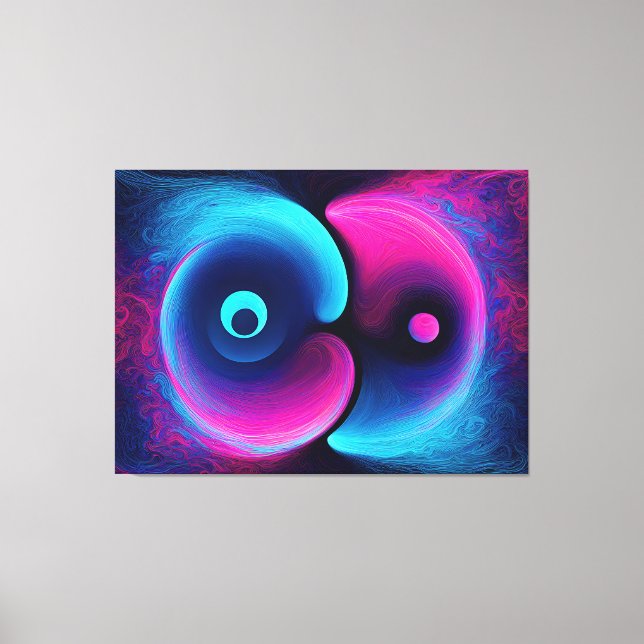 Neon Harmony: A Modern Interpretation of Yin Yang Canvas Print (Front)
