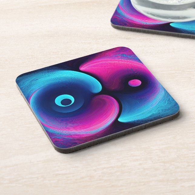 Neon Harmony: A Modern Interpretation of Yin Yang Coaster (Left Side)