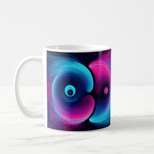 Neon Harmony: A Modern Interpretation of Yin Yang Coffee Mug (Left)