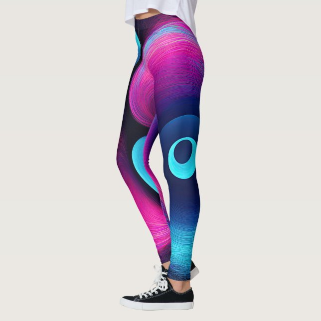 Neon Harmony: A Modern Interpretation of Yin Yang Leggings (Left)
