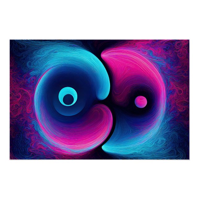 Neon Harmony: A Modern Interpretation of Yin Yang Poster (Front)