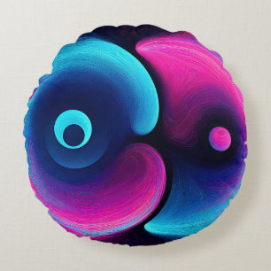 Neon Harmony: A Modern Interpretation of Yin Yang Round Cushion