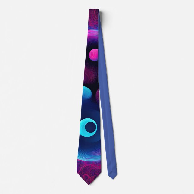Neon Harmony: A Modern Interpretation of Yin Yang Tie (Front)
