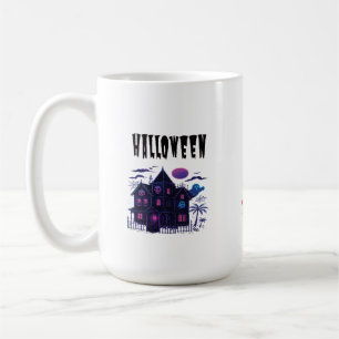 Neon Haunted House – Retro Spooky Glow Coffee Mug