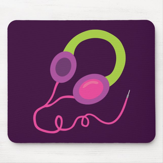 Neon Headphones Mouse Mat (Front)