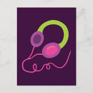 Neon Headphones Postcard