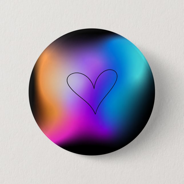 Neon Heart 6 Cm Round Badge (Front)