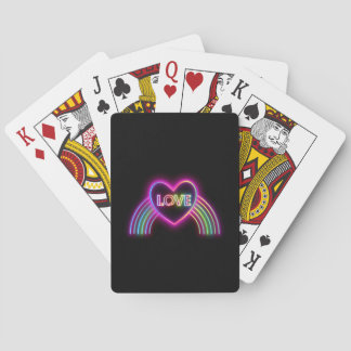 Neon Heart on Rainbow Playing Cards