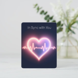 Neon Heartbeat Glow Symbolising Love Valentine's Holiday Card