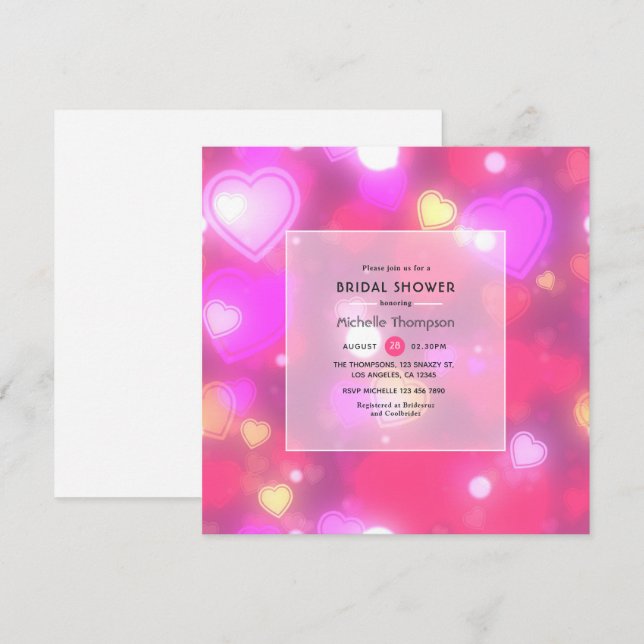 Neon Hearts Bridal Shower Invitation (Front/Back)