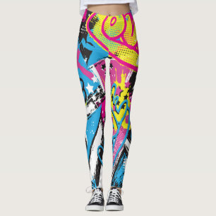 Neon Hearts: Grunge Girl Pattern Leggings