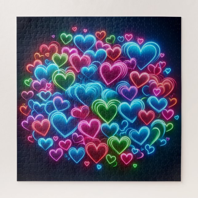 Neon Hearts Jigsaw Puzzle (Vertical)