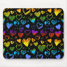 Neon hearts Mousepad