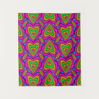 Neon Hearts Pattern | Abstract Wall Tapestry
