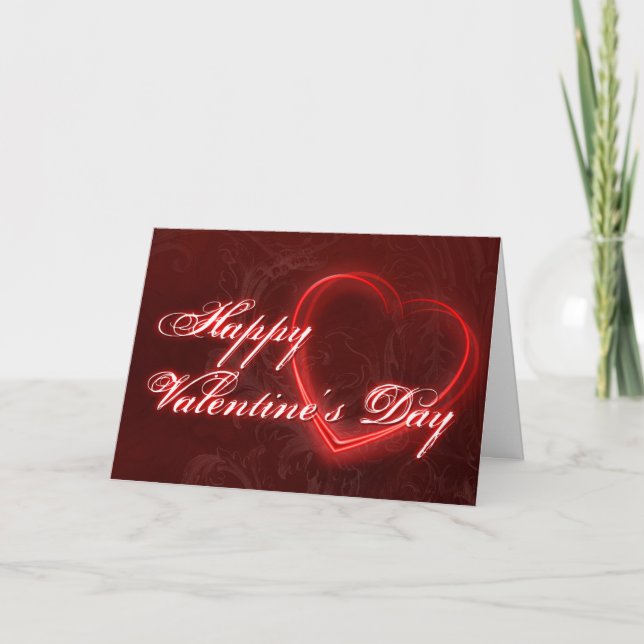 Neon Hearts Valentine's Day Greeting Card (Front)