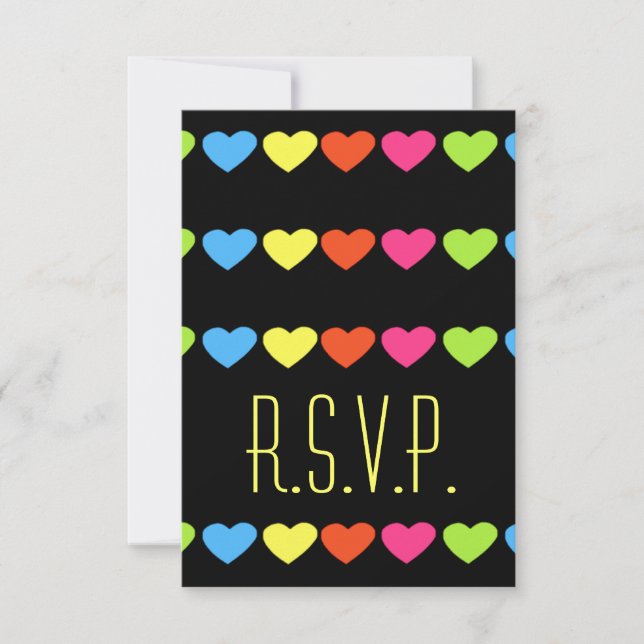 Neon Hearts (Wedding) RSVP Card (Front)