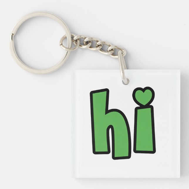 Neon Hello, Heart Included 🌿 Glow-in-the-Dark "Hi Key Ring (Front)