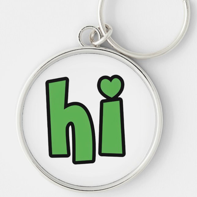 Neon Hello, Heart Included 🌿 Glow-in-the-Dark "Hi Key Ring (Front)
